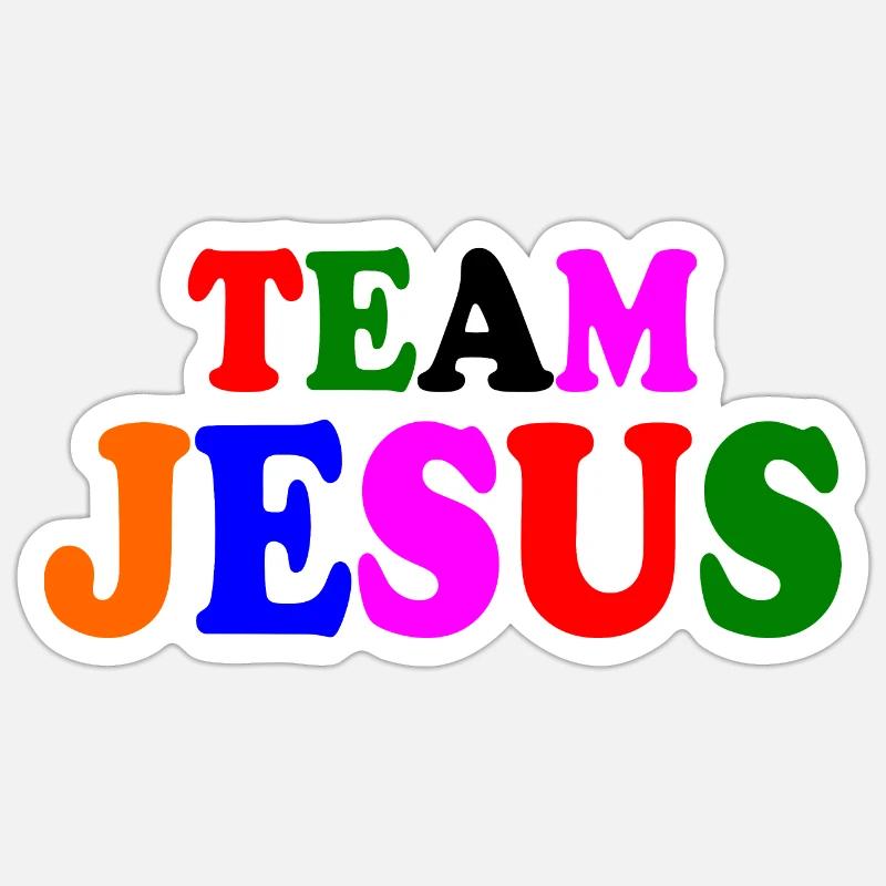 Team jesus - Sticker taille S (10 x 10 cm) - blanc mat