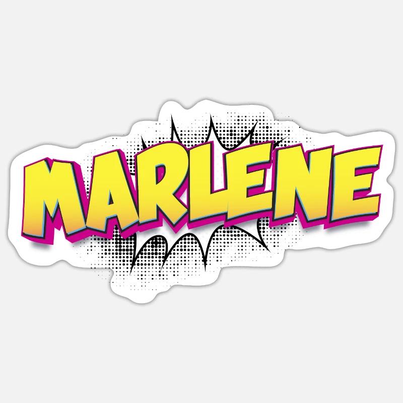 Marlene benutzerdefinierter Name Comic-Stil Pop-Art, - Sticker Größe S (10 x 10 cm) - Mattweiß