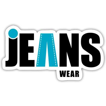 jeans wear mit punkt - Sticker Größe S (10 x 10 cm) - Mattweiß - Vorne