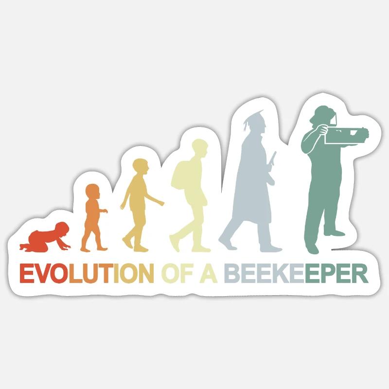 Évolution de l’apiculteur - Sticker taille S (10 x 10 cm) - blanc mat