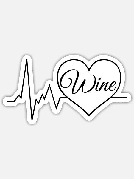 Wein Herzschlag - Sticker Größe S (10 x 10 cm) - Mattweiß