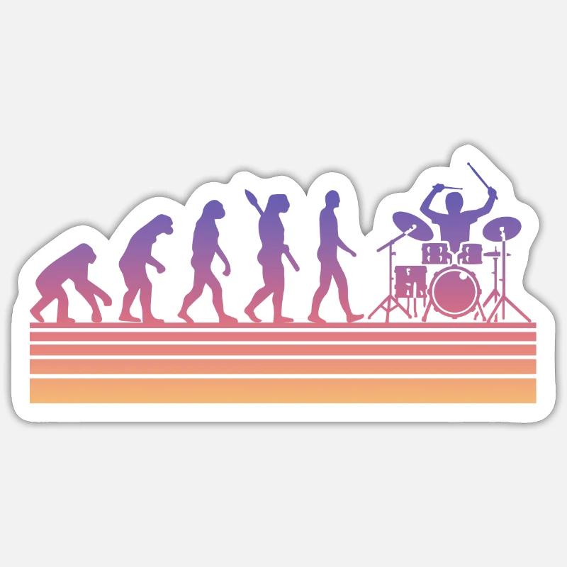 Drums Drummer Evolution - Sticker size S (10 x 10 cm) - white matte