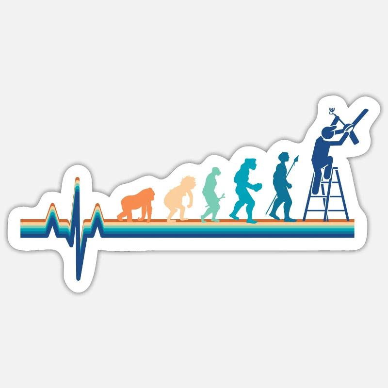 Electrician Heartbeat Evolution - Sticker size S (10 x 10 cm) - white matte