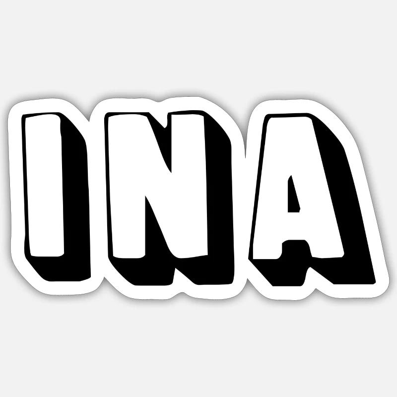 Nom - Ina - Sticker taille S (10 x 10 cm) - blanc mat