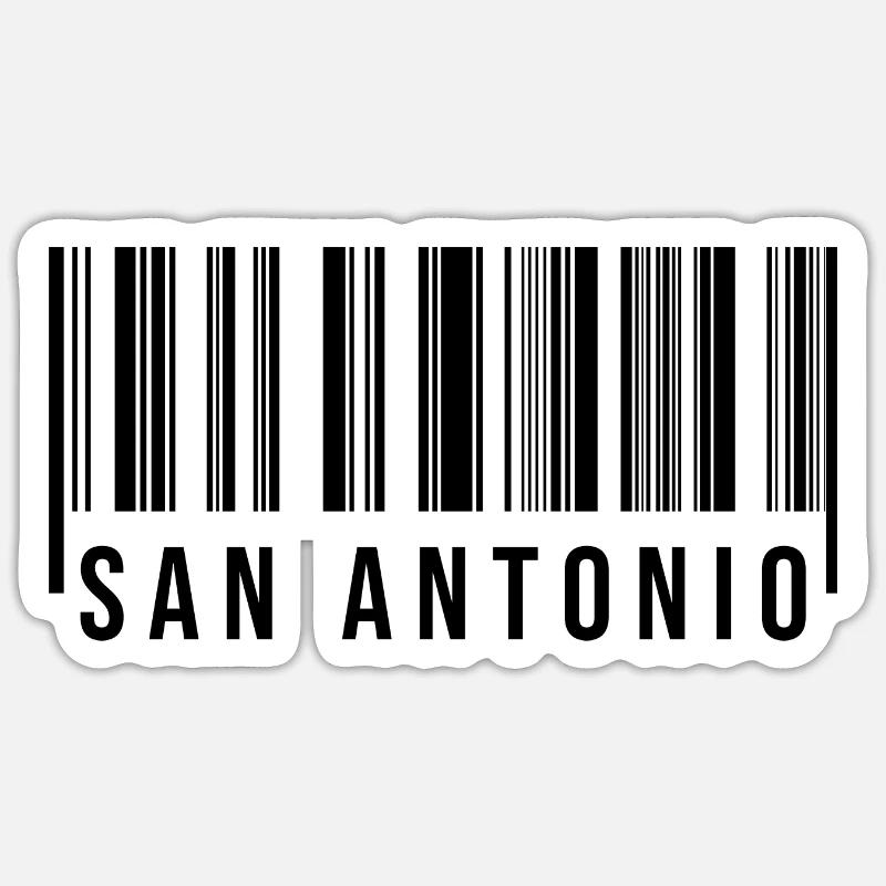 San Antonio Barcode Sticker Größe S (10 x 10 cm)