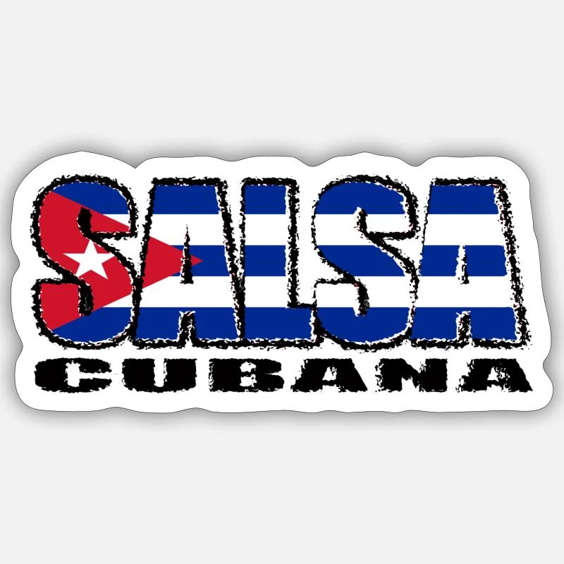 Salsa cubana - Sticker taille S (10 x 10 cm) - blanc mat