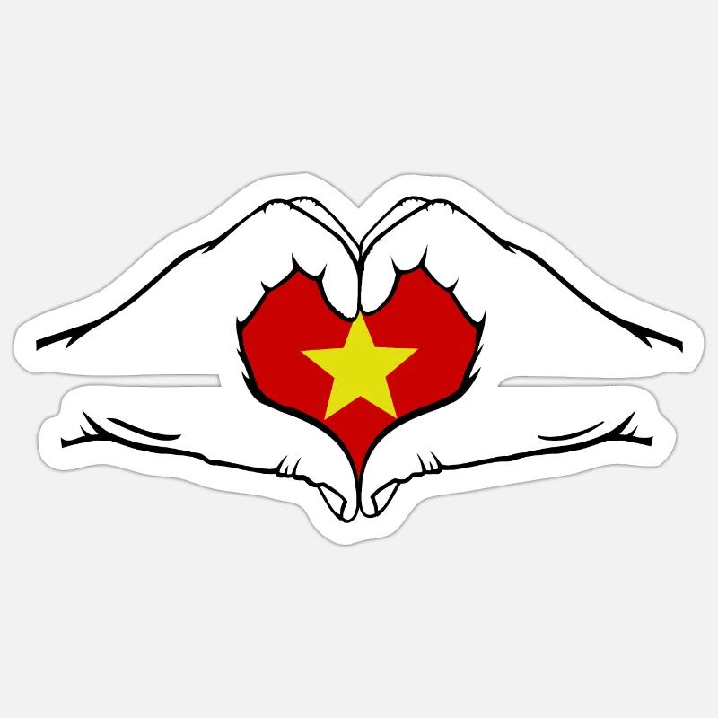 Vietnam Heart Shape - Sticker size S (10 x 10 cm) - white matte