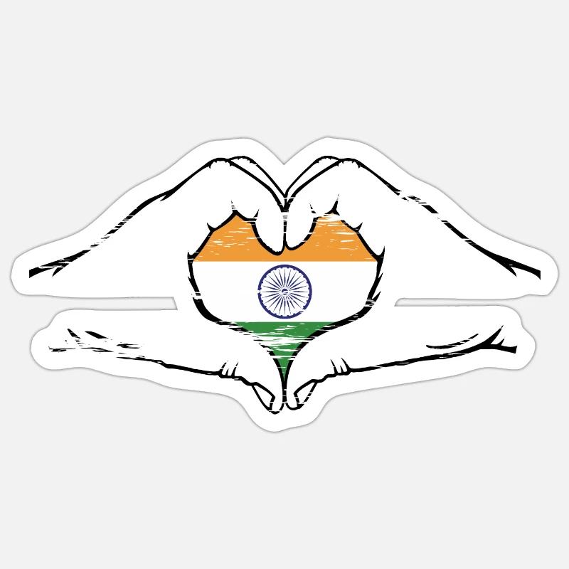 Drapeau de l’Inde en forme de coeur utilisé Sticker taille S (10 x 10 cm)