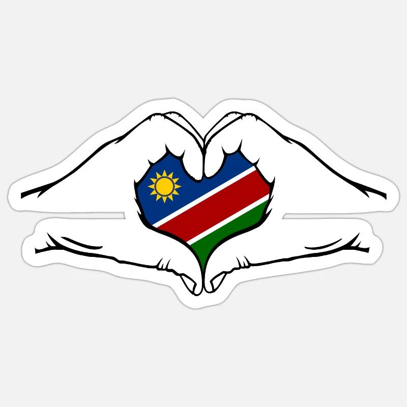 Namibia Flag Heart Shape - Sticker size S (10 x 10 cm) - white matte