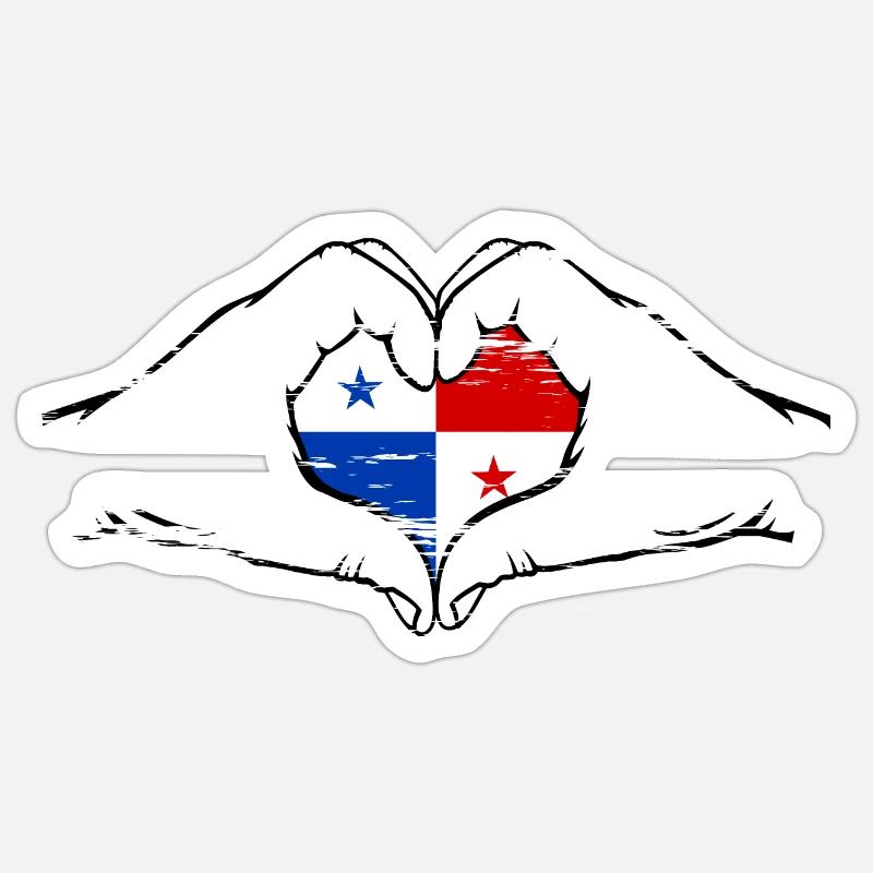 Panama Flag Heart Shape Used - Sticker size S (10 x 10 cm) - white matte