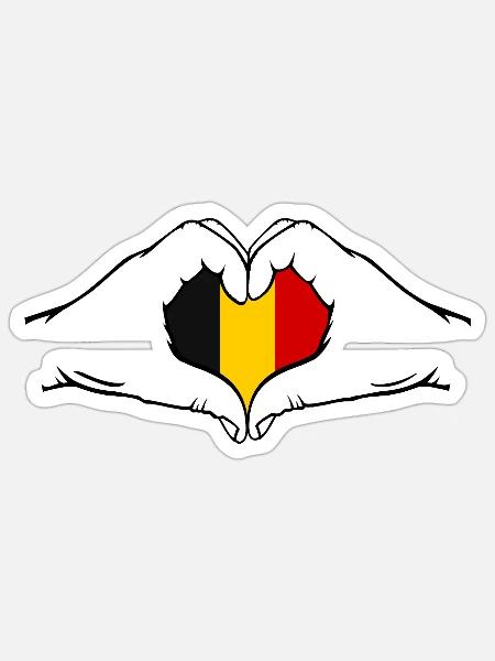 Belgien Flagge Herzform - Sticker Größe S (10 x 10 cm) - Mattweiß