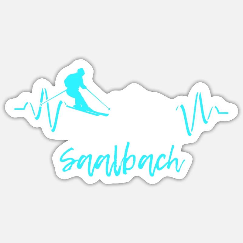 Skiing Saalbach - Sticker size S (10 x 10 cm) - white matte