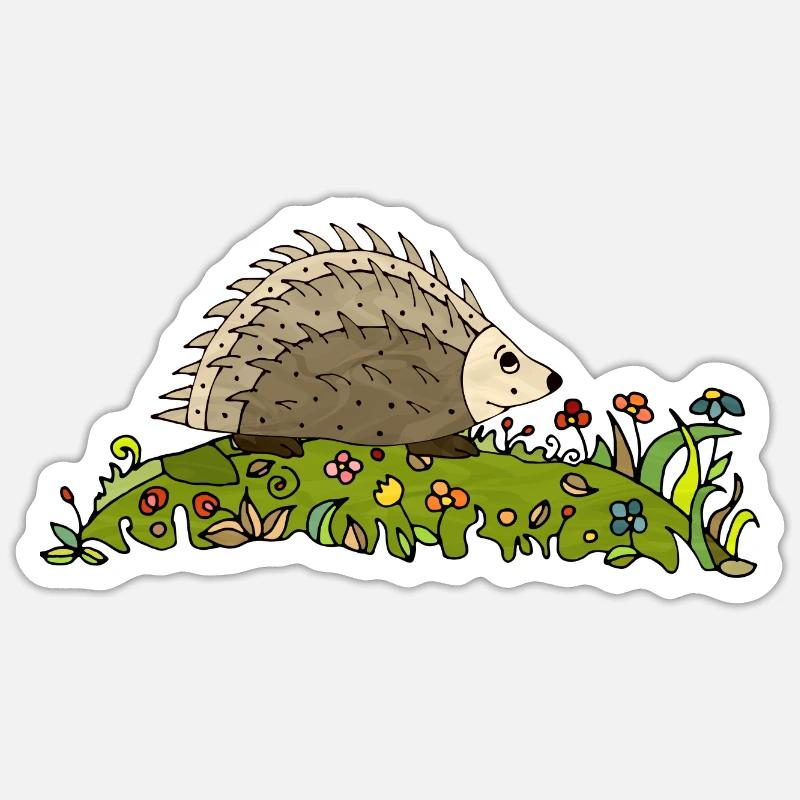 Hérisson - Sticker taille S (10 x 10 cm) - blanc mat