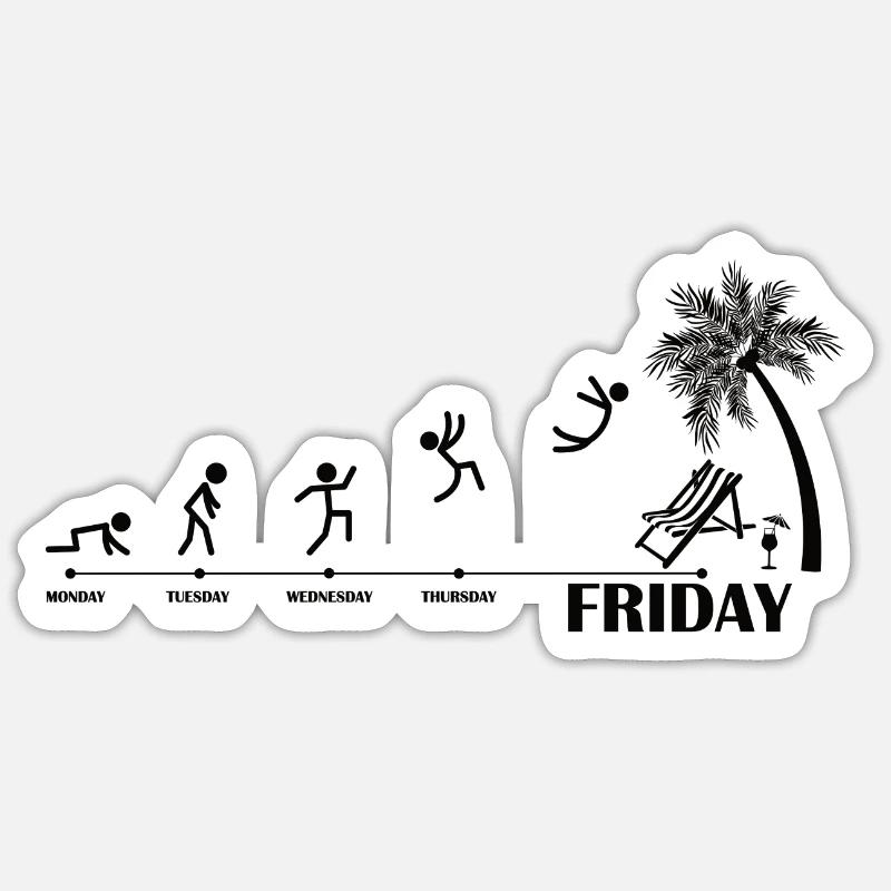 Enfin vendredi - Sticker taille S (10 x 10 cm) - blanc mat