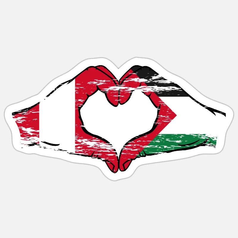 Pérou Palestine forme de coeur avec les mains utilisées - Sticker taille S (10 x 10 cm) - blanc mat