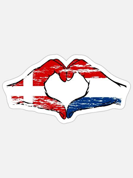 Dänemark Holland Herzform mit Hände used - Sticker Größe S (10 x 10 cm) - Mattweiß