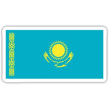 Kasachstan Flagge / Drapeau Kasachstan - Sticker Größe S (10 x 10 cm) - Mattweiß - Vorne