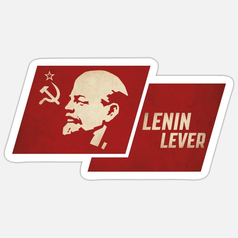 Drapeau à levier de Lénine - Sticker taille S (10 x 10 cm) - blanc mat