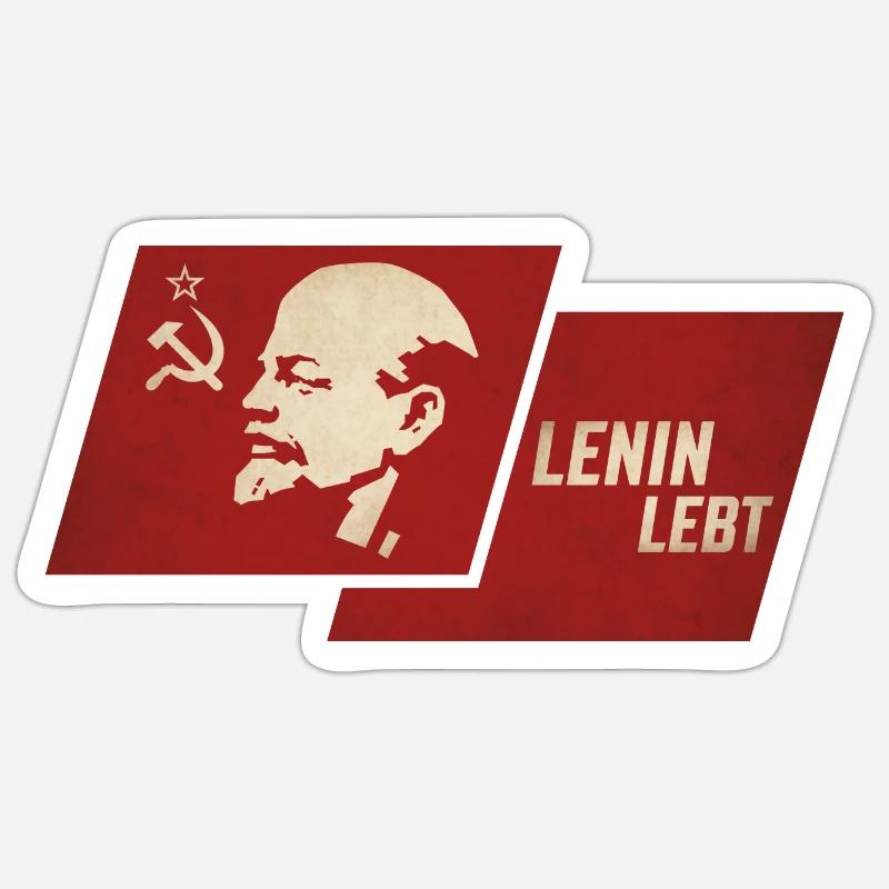 Drapeau de la vie de Lénine - Sticker taille S (10 x 10 cm) - blanc mat
