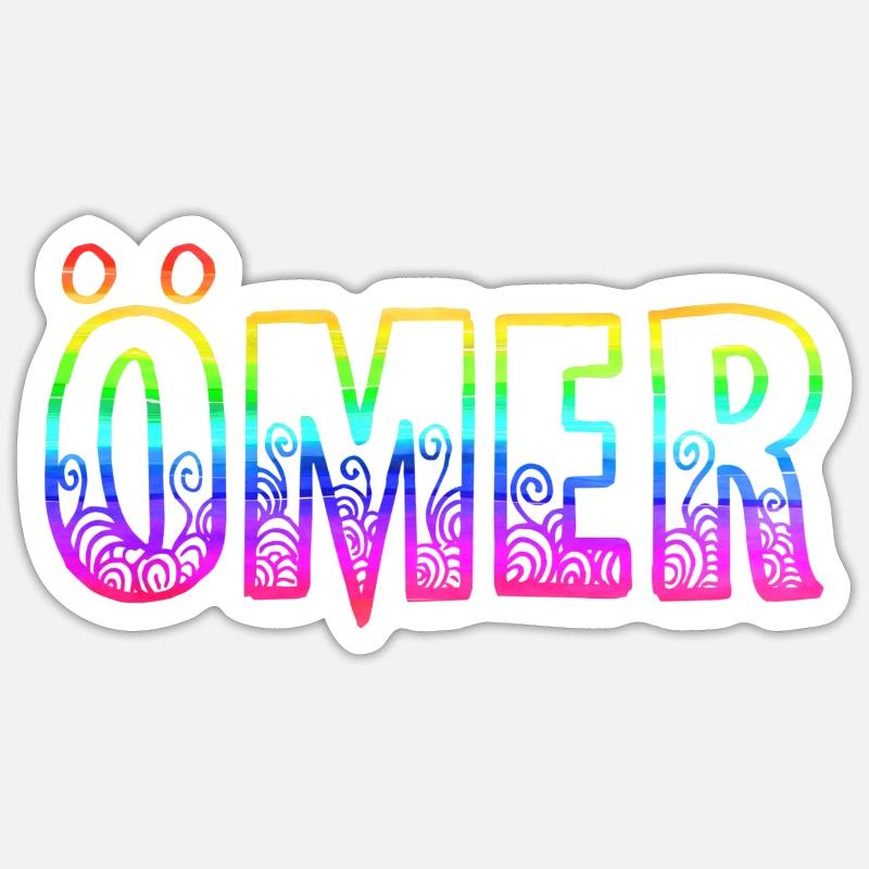 ömer rs regenbogen - Sticker Größe S (10 x 10 cm) - Mattweiß