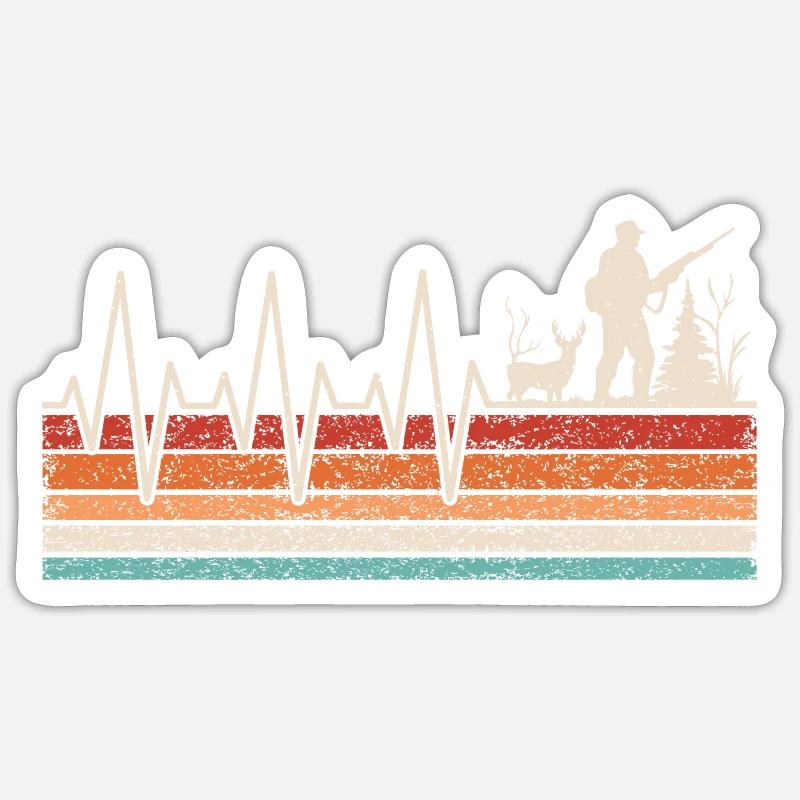 Chasseur, Heartbeat, Chasse - Sticker taille S (10 x 10 cm) - blanc mat