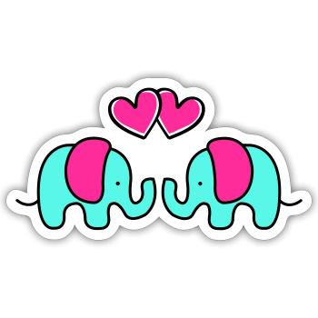 Baby Elephants - Sticker size S (10 x 10 cm) - white matte - Front