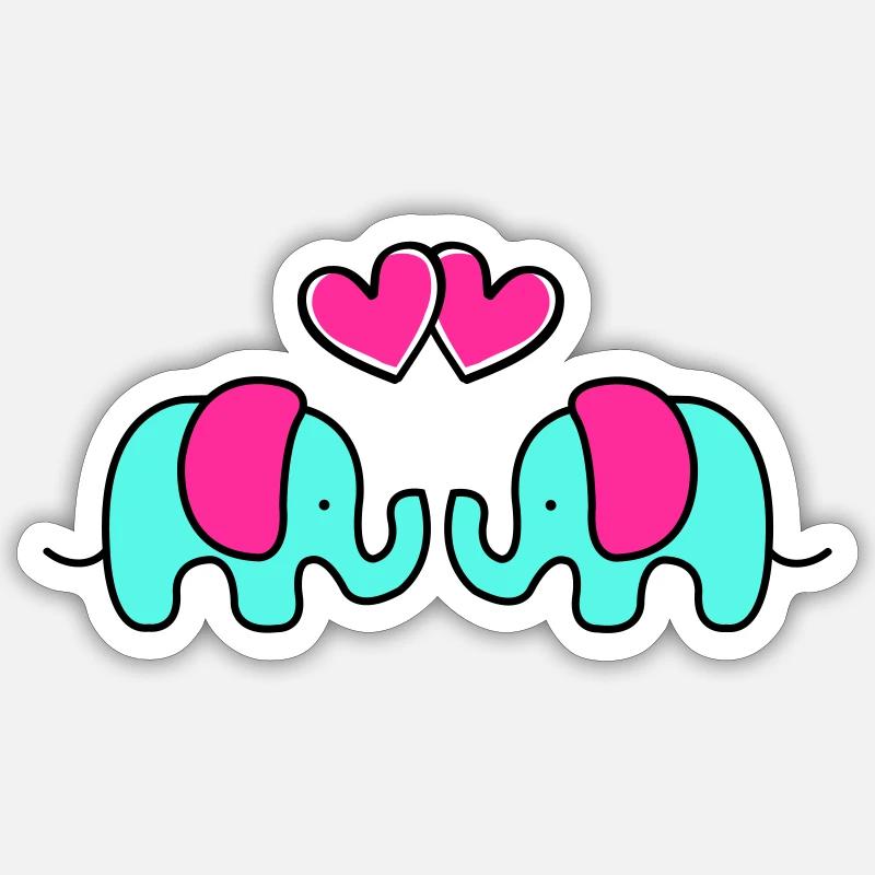 Bébés éléphants Sticker taille S (10 x 10 cm)