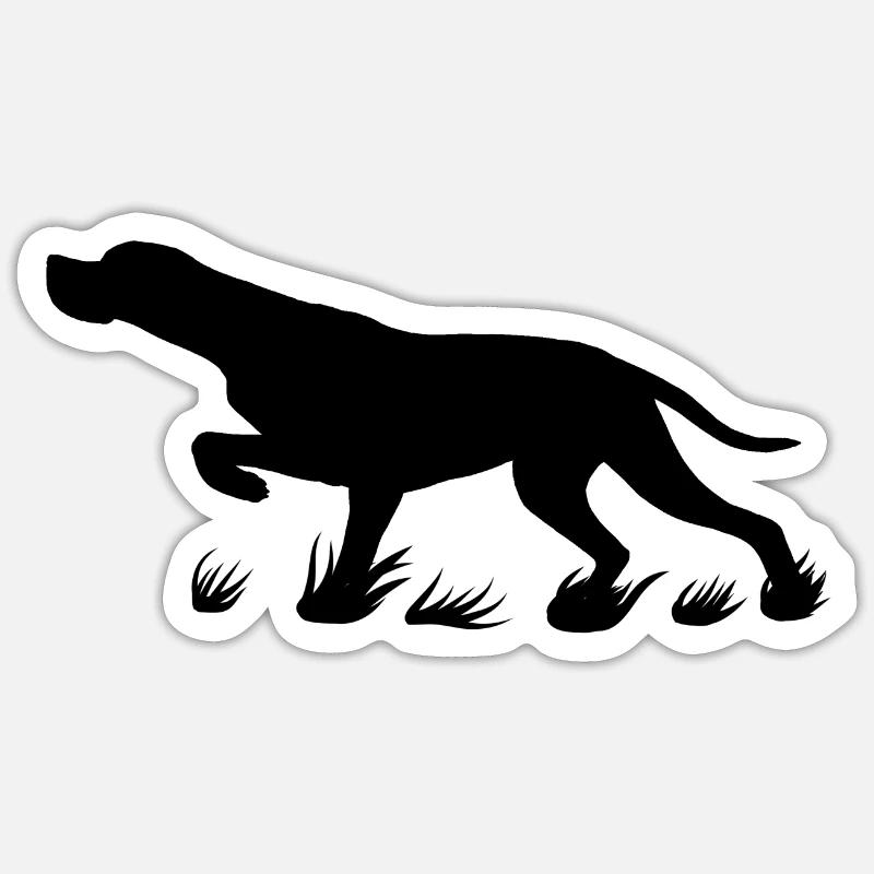 schwarzer Pointer vorstehend - Sticker Größe S (10 x 10 cm) - Mattweiß