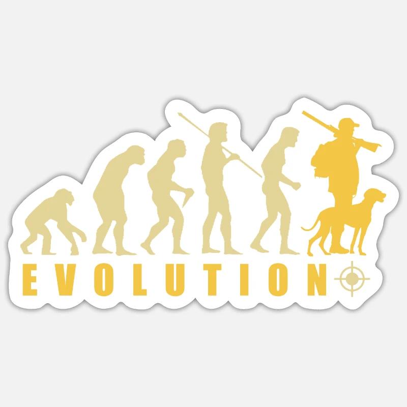evolution chasseur cadeau chasse drôle Sticker taille S (10 x 10 cm)
