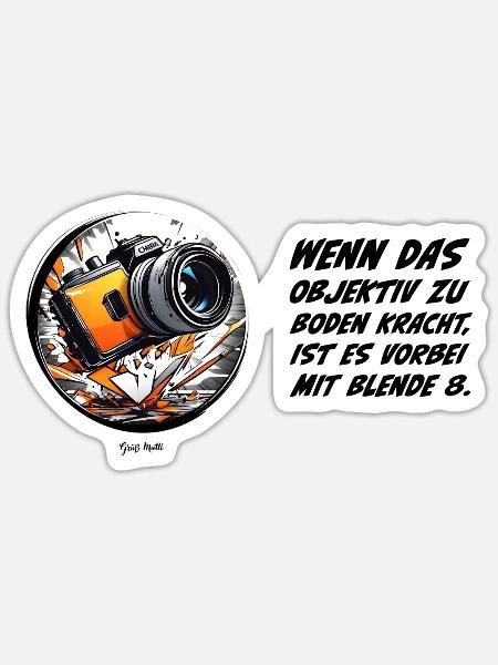 Fotograf Blende 8 - Sticker Größe S (10 x 10 cm) - Mattweiß