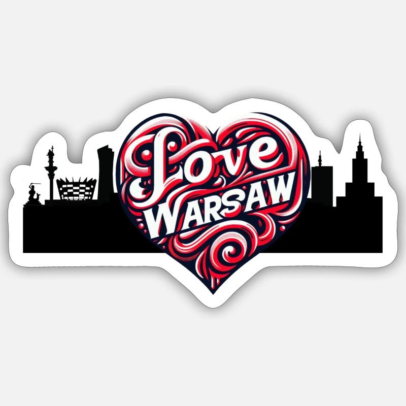 Varsovie, j’adore Varsovie - Sticker taille S (10 x 10 cm) - blanc mat