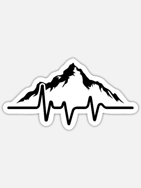 Herzschlag der Berge - Sticker Größe S (10 x 10 cm) - Mattweiß
