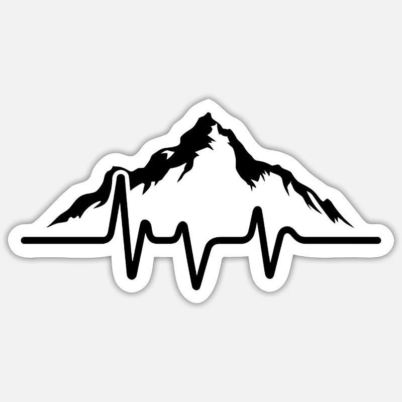 Herzschlag der Berge - Sticker Größe S (10 x 10 cm) - Mattweiß