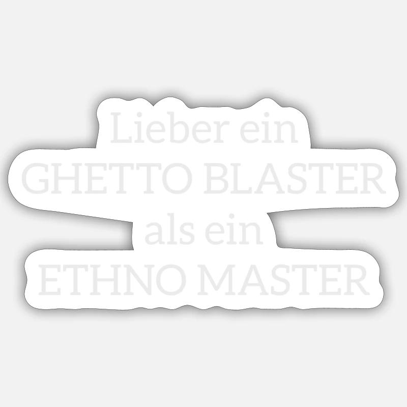 EthnoMaster Ghettoblaster - Sticker Größe S (10 x 10 cm) - Mattweiß