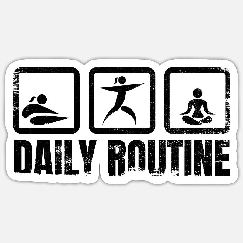 Yogi Daily Routine - Sticker Größe S (10 x 10 cm) - Mattweiß