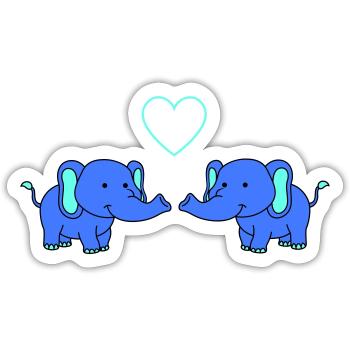 elefanten verliebt - Sticker Größe S (10 x 10 cm) - Mattweiß - Vorne
