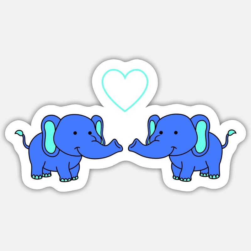 Elephants in love - Sticker size S (10 x 10 cm) - white matte