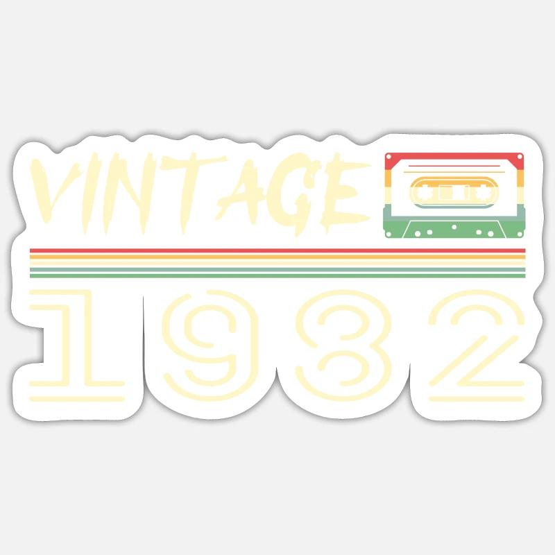 1982 Original 1982 Retro 1982 Geburtstagsgeschenk Sticker Größe S (10 x 10 cm)