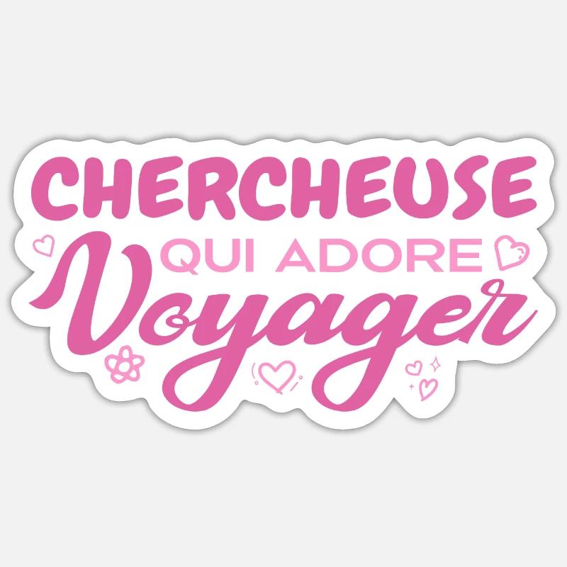Chercheuse globe-trotteuse passionnée de voyages - Sticker taille S (10 x 10 cm) - blanc mat