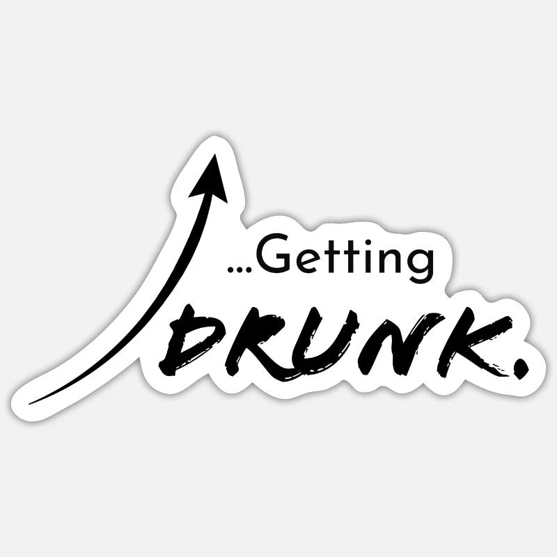 Getting drunk, version 1 - Sticker size S (10 x 10 cm) - white matte