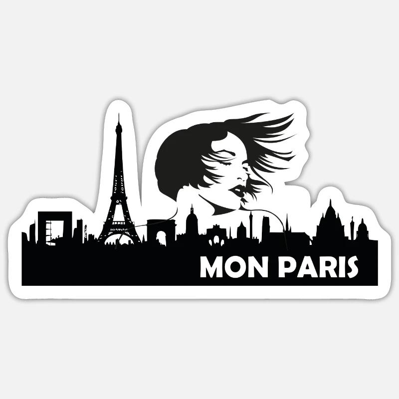 mon paris skyline - Sticker Größe S (10 x 10 cm) - Mattweiß