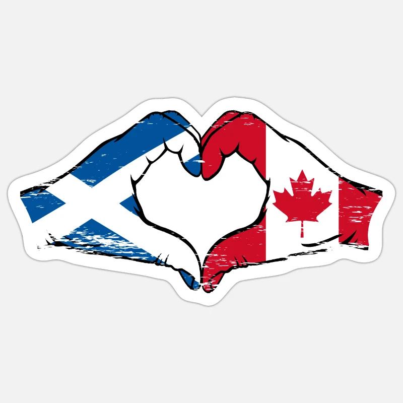Écosse Canada mains en forme de coeur utilisé - Sticker taille S (10 x 10 cm) - blanc mat