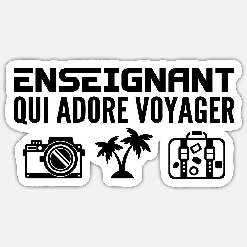 Voyageurs & Enseignants : Passion & Découverte - Sticker taille S (10 x 10 cm) - blanc mat