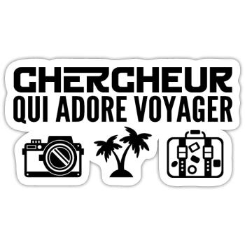 Voyageurs & Chercheurs : Passion & Découverte - Sticker taille S (10 x 10 cm) - blanc mat - Devant