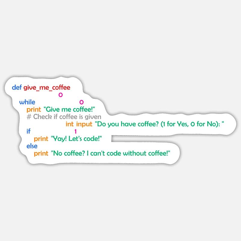 Café, Programmation, Drôle, Café Sticker taille S (10 x 10 cm)