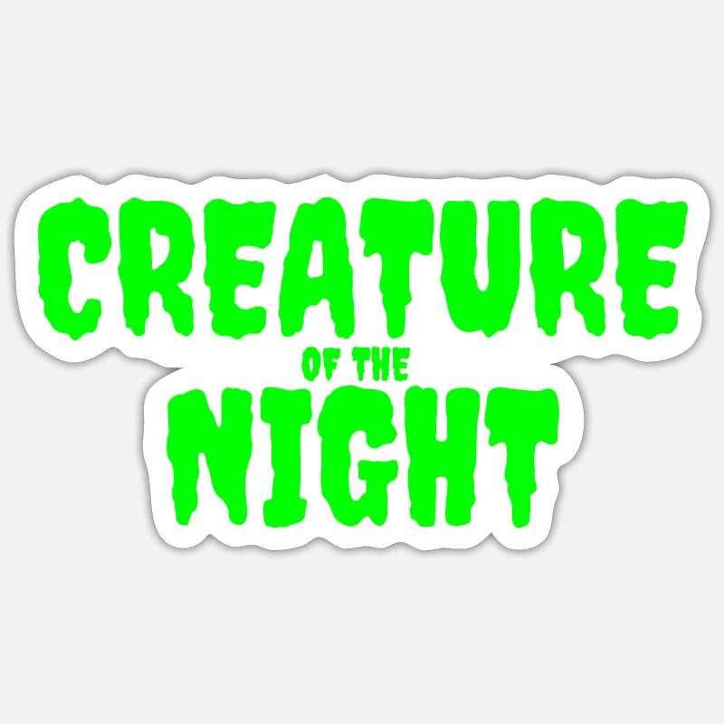 Créature de la nuit Texte d’horreur Sticker taille S (10 x 10 cm)