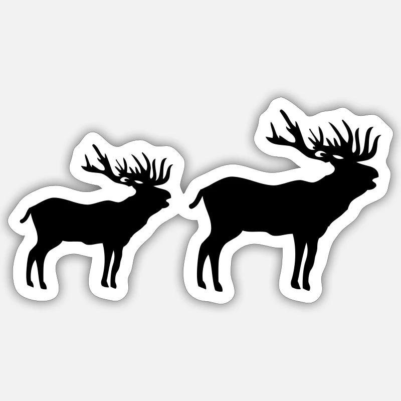 Silhouette de cerf - Sticker taille S (10 x 10 cm) - blanc mat