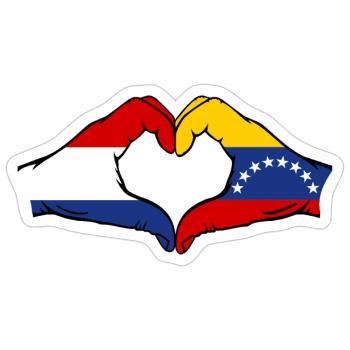 Holland Venezuela Flag Hands Heart Shape - Sticker size S (10 x 10 cm) - white matte - Front