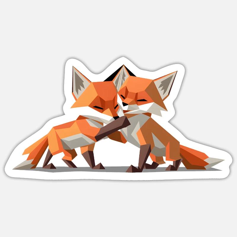 Renardeaux low-poly Sticker taille S (10 x 10 cm)