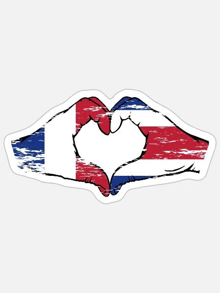 Frankreich Costa Rica Flagge Hände Herzform used - Sticker Größe S (10 x 10 cm) - Mattweiß